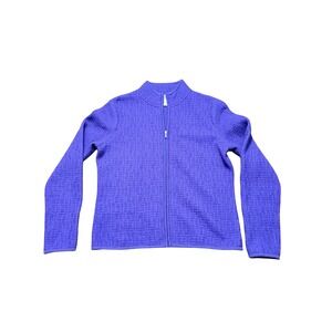 Talbots Full Zip Wool Sweater Womens Medium Purple